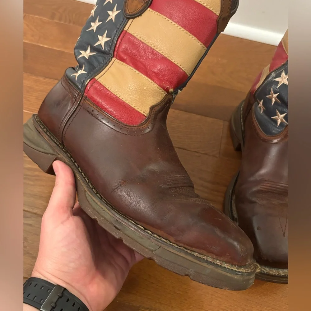 Durango USA Flag Steel Toe Work Boots Men’s 10 Brown Western